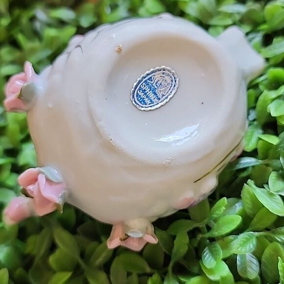 Vintage Porcelain Floral Swan Ash Tray Sphinx Japan Coquette Bridal - Picture 9 of 12